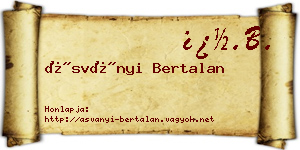 Ásványi Bertalan névjegykártya